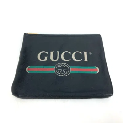 Pre-owned Gucci Black Leather Clutch Bag Pouch ()