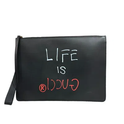 Pre-owned Gucci Black Leather Clutch Bag ()