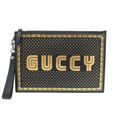 Pre-owned Gucci Black Leather Clutch Bag ()