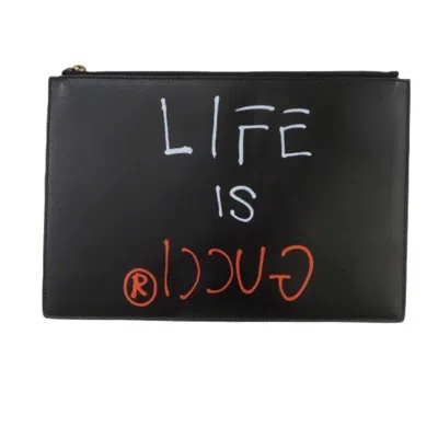 Pre-owned Gucci Black Leather Clutch Bag ()