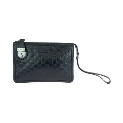 Pre-owned Gucci Black Leather Clutch Bag ()