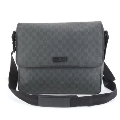Pre-owned Gucci Black Leather Coated Canvas Shoulder Bag ()