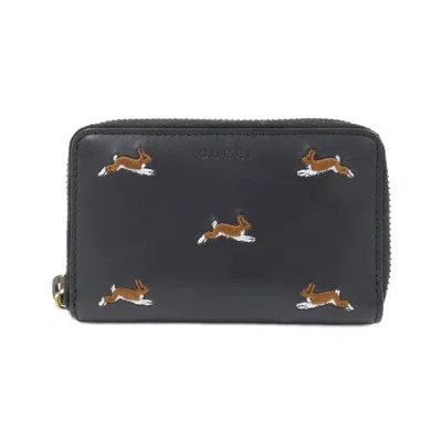 Pre-owned Gucci Black Leather Coin Purse/coin Case ()