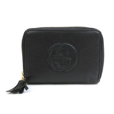 Pre-owned Gucci Black Leather Coin Purse/coin Case ()