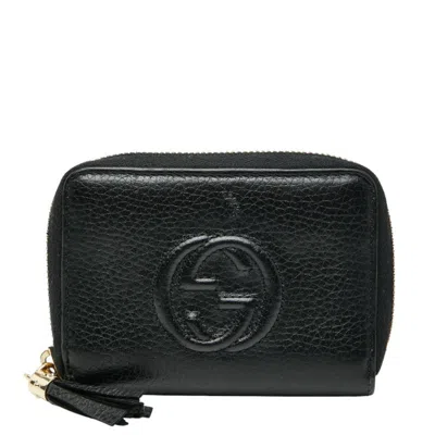Pre-owned Gucci Black Leather Coin Purse/coin Case ()