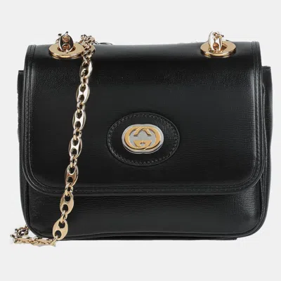 Pre-owned Gucci Black Leather Crossbody Bag