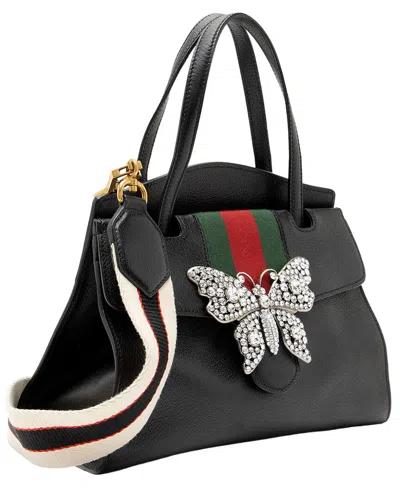 Gucci Black Leather Crystal Butterfly Linea Totem Top Handle (authentic Pre-  Loved)