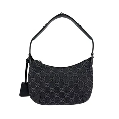 Pre-owned Gucci Black Leather Denim Shoulder Bag ()