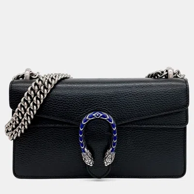 Pre-owned Gucci Black Leather Dionysus Chain Shoulder Bag Small