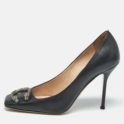 Pre-owned Gucci Black Leather Dionysus Pumps Size 40