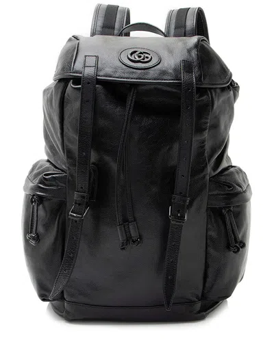 Gucci Black Leather Double G Backpack (authentic Pre-loved)