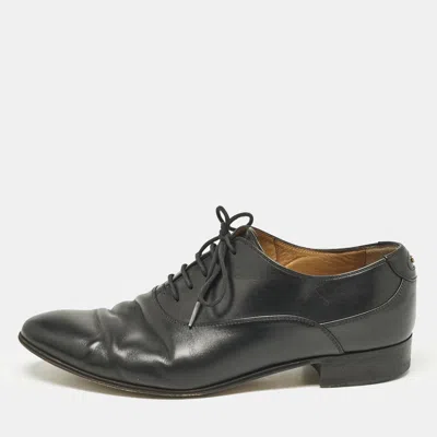 Pre-owned Gucci Black Leather Double G Oxfords Size 43