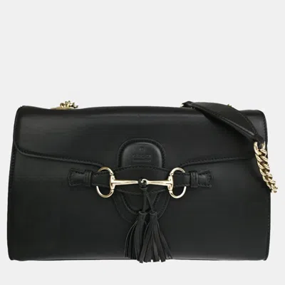 Pre-owned Gucci Black Leather Emily Shoulder Bag