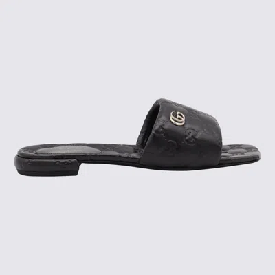 GUCCI BLACK LEATHER FLATS