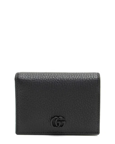 Gucci Black Leather Gg Marmont Card Case (authentic Pre-loved)