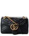 Gucci Black Leather Gg Marmont Crossbody (authentic Pre-loved)