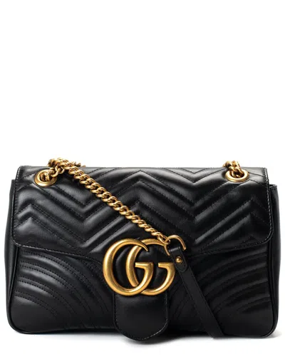 Gucci Black Leather Gg Marmont Crossbody (authentic Pre-loved)