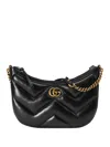 Gucci Black Leather Gg Marmont Shoulder Bag