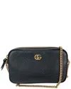 Gucci Black Leather Gg Marmont Super Mini Crossbody (authentic Pre-loved) In Blue