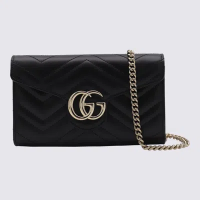 Gucci Black Leather Gg Marmont Wallet