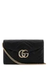 Gucci Black Leather Gg Marmont Wallet In Black