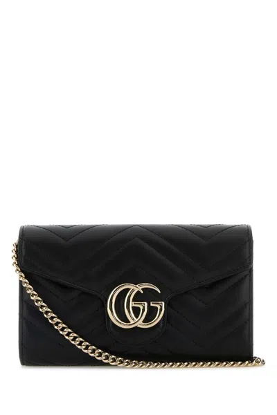 Gucci Black Leather Gg Marmont Wallet