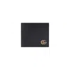 Gucci Black Bi-fold Wallet With Gg Marmont Logo In Hammered Leather Man In Black
