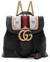 Gucci Black Leather Gg Marmont Web Heart Star Flap Chain Backpack (authentic  Pre-loved)