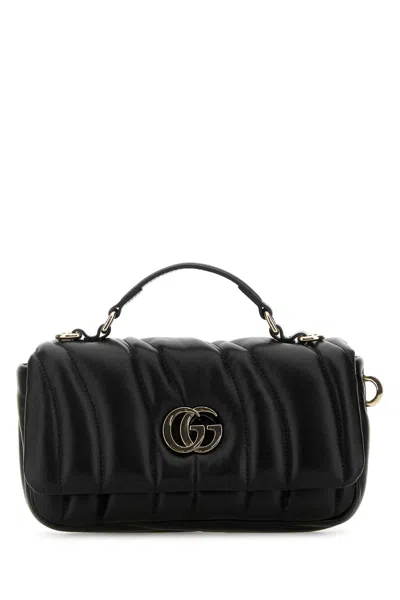 GUCCI BLACK LEATHER GG MILANO HANDBAG