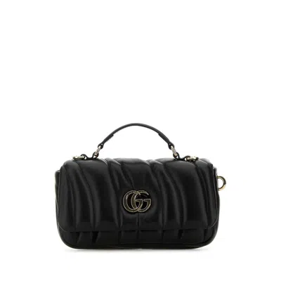 Gucci Black Leather Gg Milano Handbag