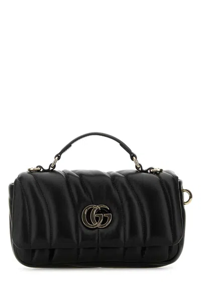 Gucci Black Leather Gg Milan Mini Handbag In Burgundy