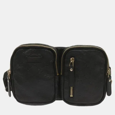 Pre-owned Gucci Black Leather Gg Shoulder Bag