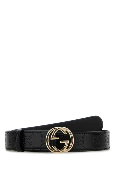 Gucci Black Leather  Blondie Belt