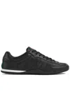 Gucci Men Black Low Top Sneakers With Web Tongue In Leather Man