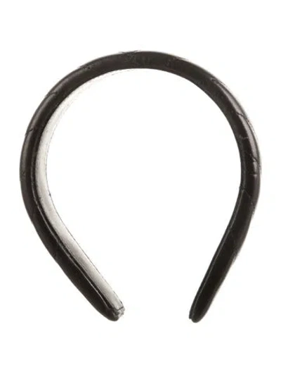 Pre-owned Gucci Black Leather Hair Band W/tags