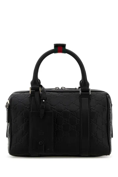 Gucci Men Black Leather Handbag