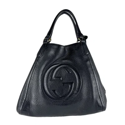Pre-owned Gucci Black Leather Handbag Shoulder Bag ()