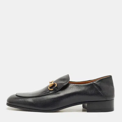 Pre-owned Gucci Black Leather Horsebit Foldable Loafers Size 42