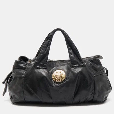 Pre-owned Gucci Black Leather Hysteria Tote