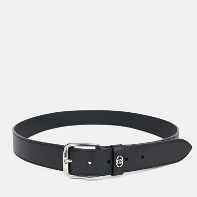 Pre-owned Gucci Black Leather Interlocking G Belt