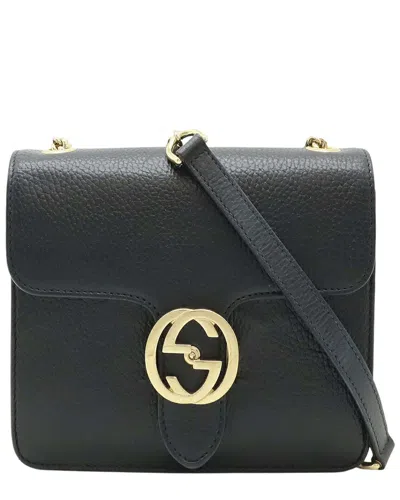 Gucci Black Leather Interlocking G Shoulder Bag (authentic Pre-loved)