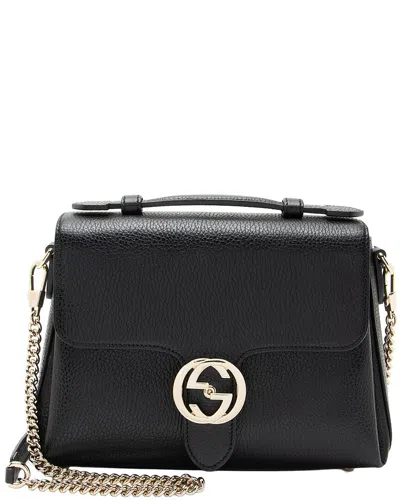 Gucci Black Leather Interlocking G Small Top Handle (authentic Pre-loved)