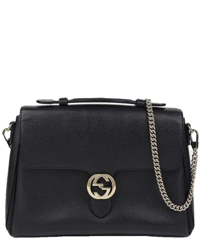 Gucci Black Leather Interlocking Top Handle Tote Shoulder Bag (authentic Pre-  Loved) In White