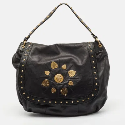 Pre-owned Gucci Black Leather Irina Babouska Hobo