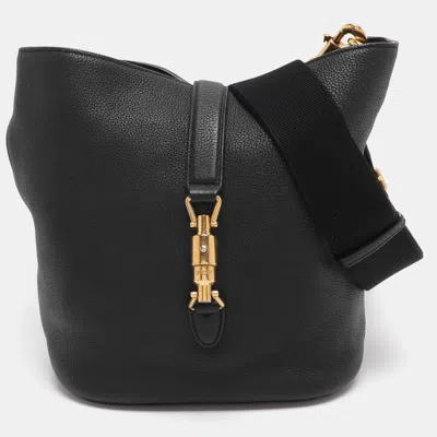 Pre-owned Gucci Black Leather Jackie Bucket Bag