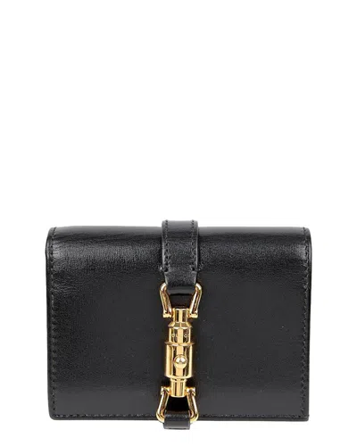 Pre-owned Gucci Black Leather Jackie Card Case Wallet (authentic Pre-loved)