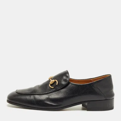 Pre-owned Gucci Black Leather Jordaan Horsebit Loafers Size 42