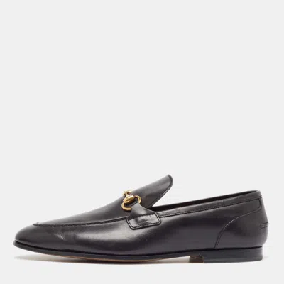 Pre-owned Gucci Black Leather Jordaan Loafers Size 42