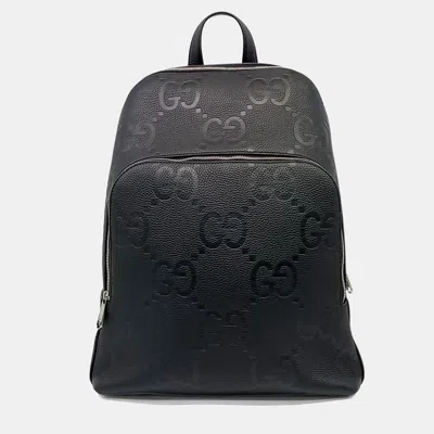 Pre-owned Gucci Black Leather Jumbo Gg Backpack