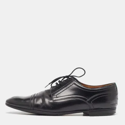 Pre-owned Gucci Black Leather Lace Up Oxford Size 40.5